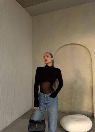 Женское боди с сеткой