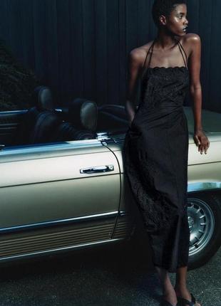 Сукня з мереживом сукня міді з відкритою спиною zara
