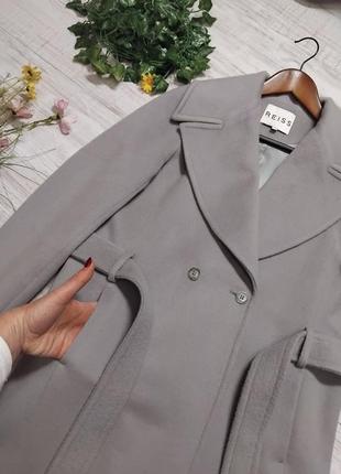 Шерстяное пальто reiss женское серое с кашемиром демисезонное