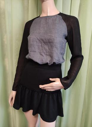 Сорочка , блуза чорно-сірого кольору , xs/s , марлівка .