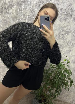 Свитер кофта укороченный черный свитер с люрексовой нитью boohoo
