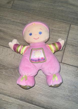 Плюшевая игрушка погремушка моя первая кукла fisher price