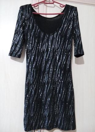 Распродажа блестящее платье праздничное нарядное вечернее  чёрное серебристое4 фото