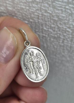 Ладанка иконка серебряная, атлас минаил, ангел-охранник, серебро 925