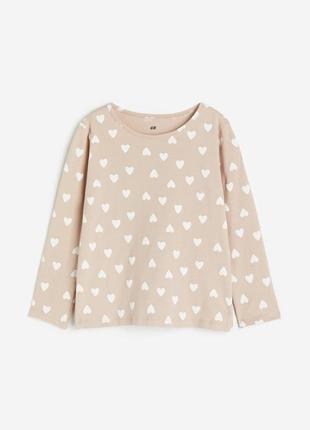 Новий лонгслів, реглан в сердечках для дівчинки h&m