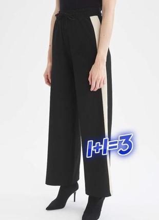 1+1 = 3 трикотажные черные свободные брюки на резинке george, размер 48 - 50