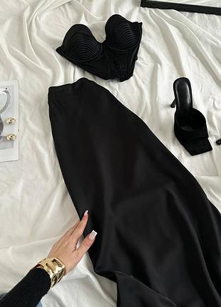 Атласна шовкова сатинова максі міді спідниця в стилі атласная шелковая сатиновая макси миди юбка біла, коричнева, чорна, бежева, червона, сіра 084