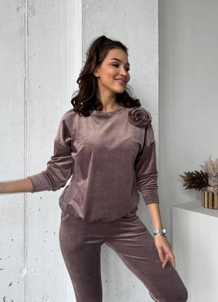 Спортивный костюм велюр, 8 цветов, кофта и штаны2 фото