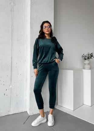 Спортивный костюм велюр, 8 цветов, кофта и штаны3 фото
