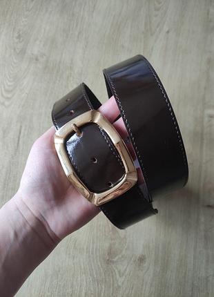 Шикарний женский кожаный лаковый ремень vera pelle ,  made in italy.  размер 100