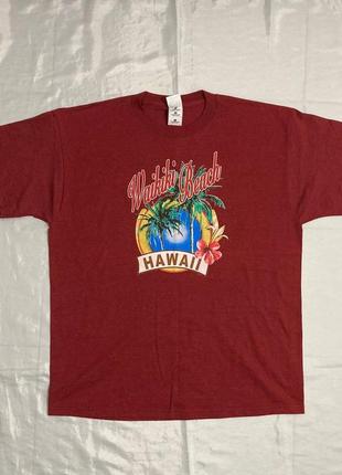 Вінтажна футболк мерч vintage 90s waikiki beach hawaii tee streetwear y2k style