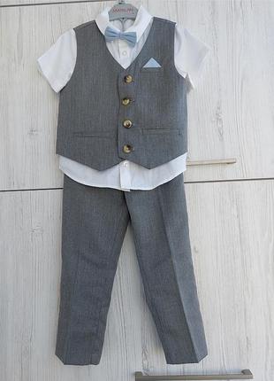Святковий брендовий  костюм жилетка брюки сорочка метелик