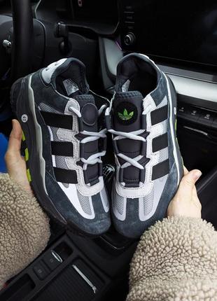 Мужские кроссовки adidas niteball серые с салатовым