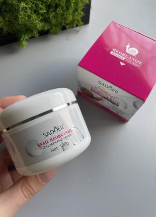 Крем для лица с муцином улитки и коллагеном sadoer snail reorganize collagen 100 грамм