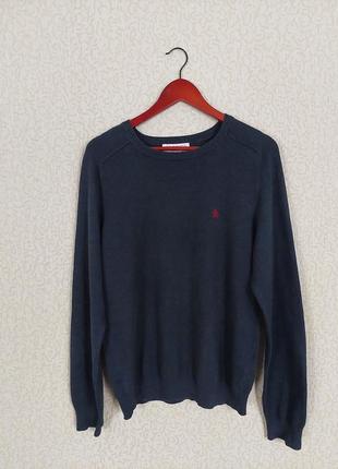 Котоновий джемпер penguin тонкий светр темно зелений колір бутилка