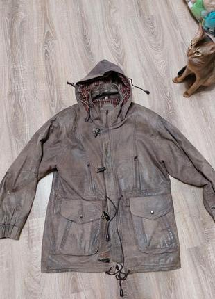 Винтажная кожаная куртка s real leather