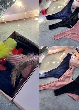 Комплект подарунковий набір трусиків вікторія сікрет оригінал victoria’s secret2 фото