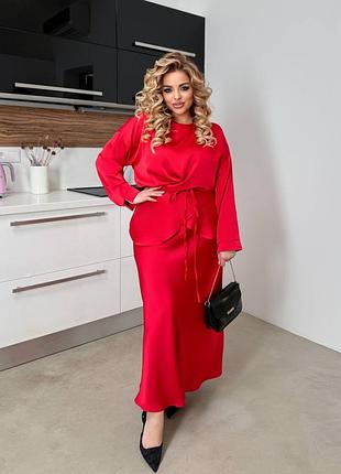 Елегантний шовковий костюм із спідницею, 50-64 розмірів. 3280204