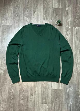 Стильний чоловічий светр fred perry оригінал вовна зелений світшот худі в ідеальному стані