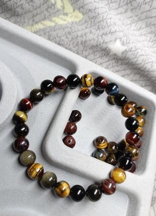 Браслет унисекс из натурального камня тигровый глаз, амулет для защиты, камень 8 мм