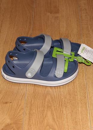 Детские босоножки crocs crocband cruiser сандалии кросс с12, с13 серые с синим