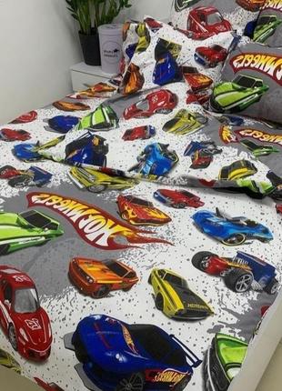 Постельные комплекты из бязи - машинки hot wheels, есть все размеры, быстрая отправка