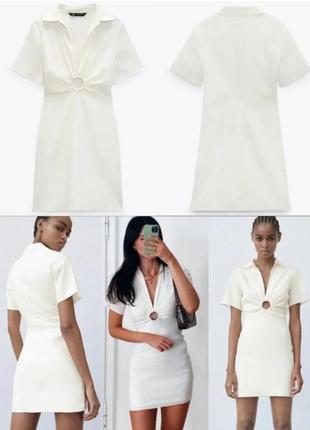 Молочное платье zara