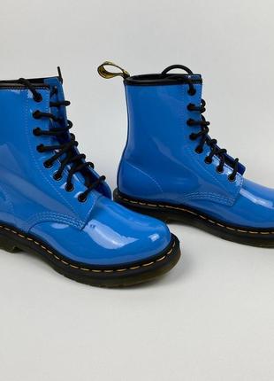 Ботинки берци dr. martens 1460 classic blue patent leather ankle