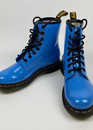 Ботинки берци dr. martens 1460 classic blue patent leather ankle