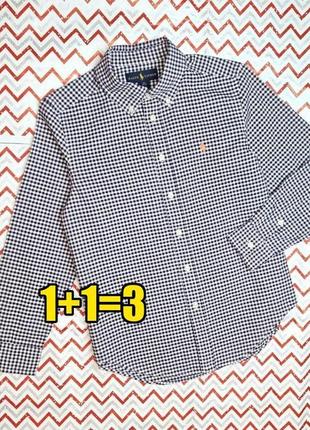 😉1+1=3 брендовая рубашка оксфорд из хлопка в клетку ralph lauren на мальчика 10 - 12 лет