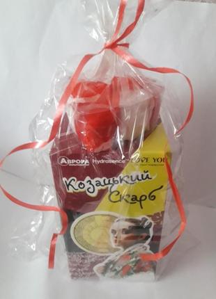 Подарунковий набір жіночий "козацький скарб" та набір мила червоно-білий/ подарунок на день святого валентина, 14 лютого