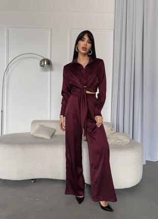 Шовковий костюм двійка штани + сорочка у стилі casual, костюм з сорочкою в стилі кежуал, 250