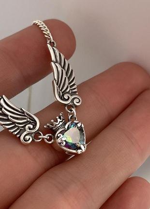 Кольє намисто серце крила ангела ланцюжок підвіска кулон вінтажне кольє ювелірні прикраси подарунок