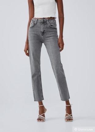 Серые прямые джинсы зара zara authentic 34 xs