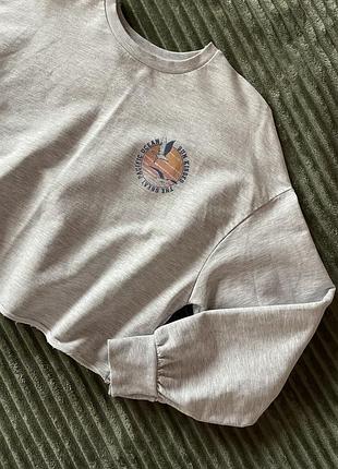 Кроп худі оверсайз, укорочене худі, укорочений світшот, сірий вкорочений худі, сірий вкорочений худі