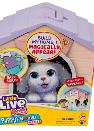 Little live pets my puppy's home minis - pink & purple home | плюшева іграшка та набір для розплідни