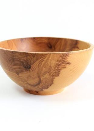 Салатник из ясеня ручной работы, диаметр 22 см, высота 10 см, светлый (1777)