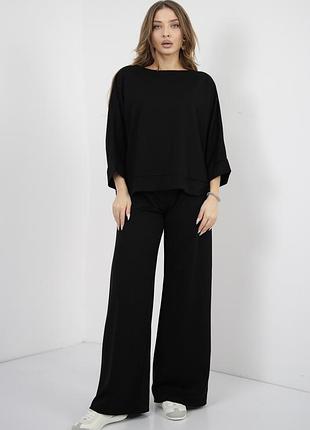 Костюм прогулочный с брюками палаццо, чёрный, италия xs-l