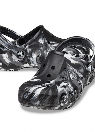 Crocs крокс клоги сабо baya marbled clog black white 206935-94s