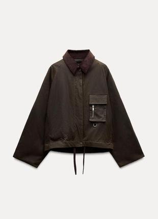 Куртка з вощеної тканини zw collection з вельветовим коміром zara