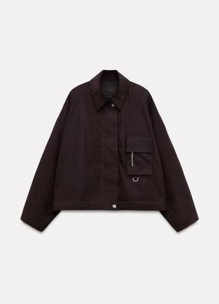 Куртка з вощеної тканини zw collection з вельветовим коміром zara