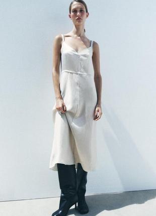 Шовкова міді сукня сатинова сукня плаття zara