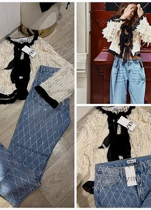 Продам рубашку-накидку, джинси в стрази від zara