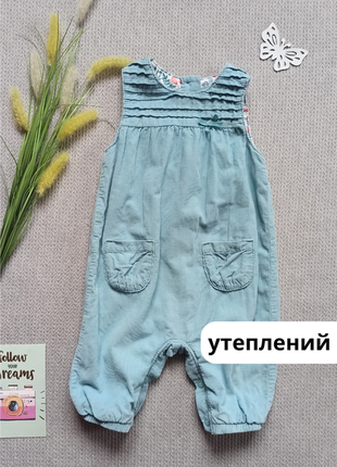 Дитячий вельветовий утеплений комбінезон  0-3 міс для новонародженої дівчинки комбез комбінезончик