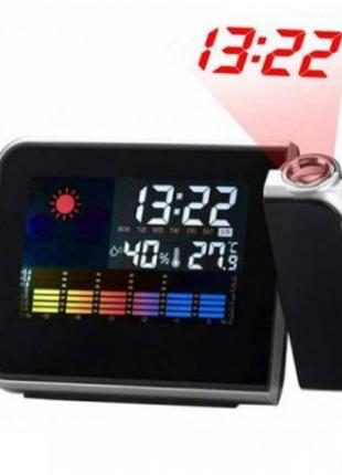 Метеостанция часов с проектором времени на стену color screen 8190 календарь