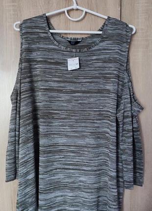 Гаренька новая меланжевая кофточка кофточка с открыть плечами размер 54-56