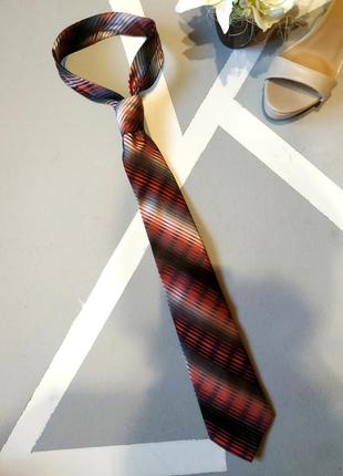 Шикарный галстук в полоску marco zanetti трехцветный с градиентом мужской красный серый