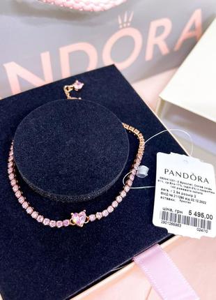 Пандора pandora оригінальна бирка срібний браслет серце рожеве рожеве сердечко серця рожеве золото s925 ale нове