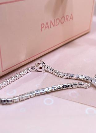 Пандора pandora оригинальная бирка серебряный браслет сердце красное красный камушек сердечко сердца серебро s925 ale новое4 фото