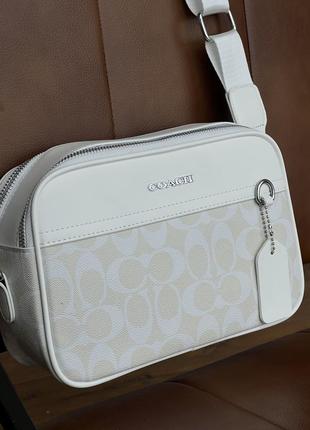 Женская сумка сумочка кросс-боди кожаная из кожи через плечо белая маленькая6 фото